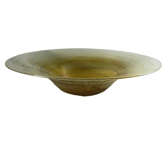 Table Centerpiece Decorative Bowl Art Glass Large Amber Gradient Colors 17.5" - Picture 1 of 10